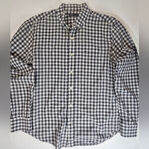 Vince Button Down Shirt Mens Medium Black‎ Grey Plaid Classic Business Casual